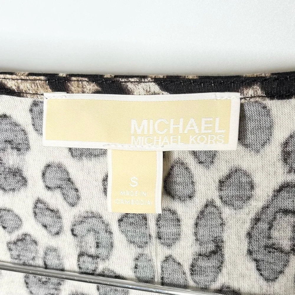NWT Michael Michael Kors Leopard Animal Print Square Neck Long Sleeve Top Small - Picture 9 of 13